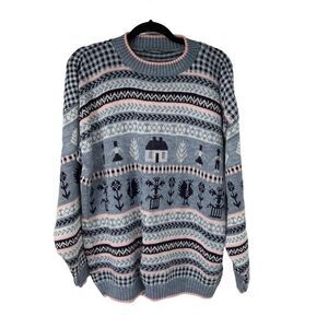 Vintage 80’s Mom Sweater w/Home Chicken & People‎